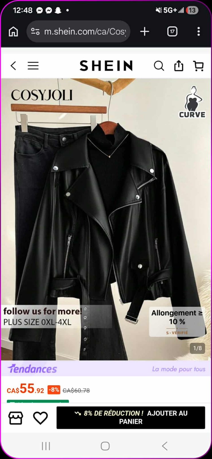 Veste simili cuir