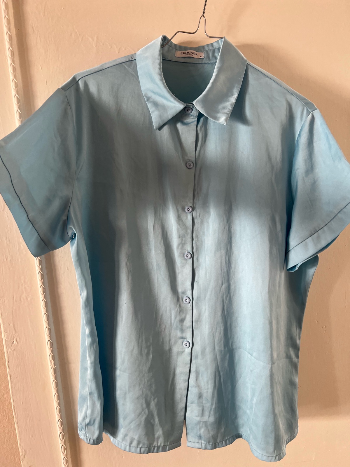 Chemise en satin de soie belu ciel