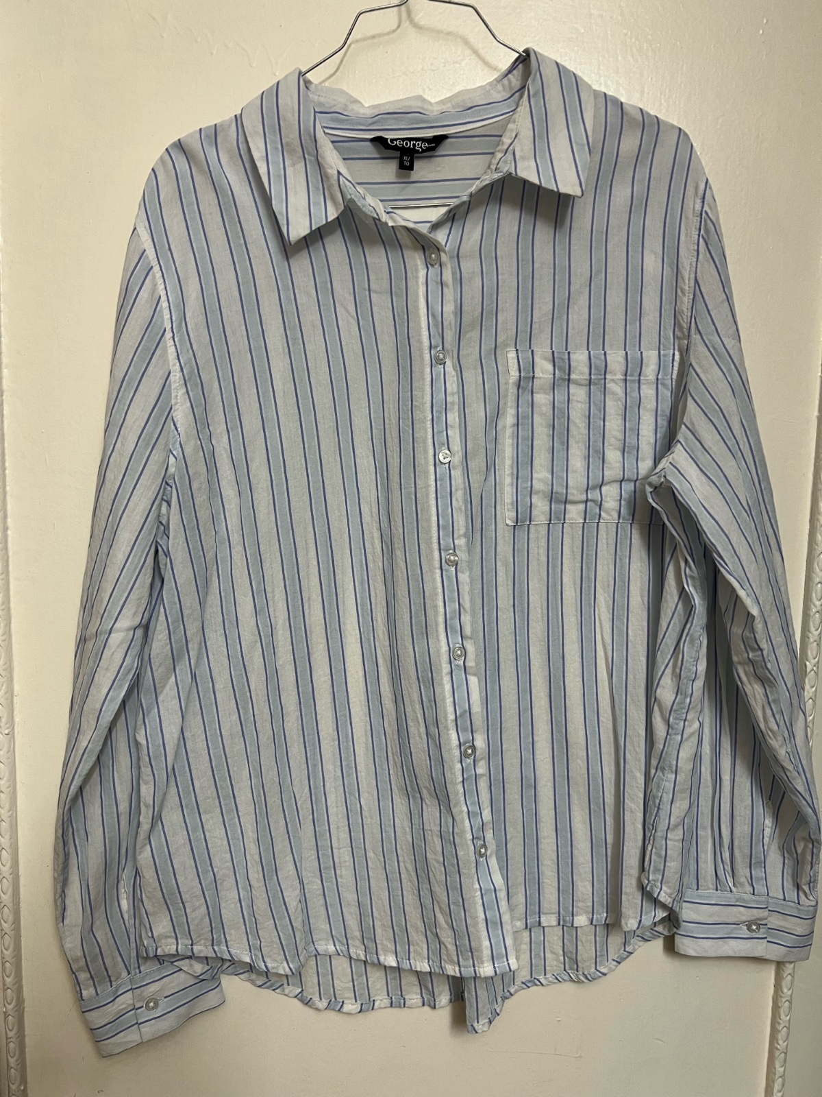Chemise bleu et blanc en lin marque george 