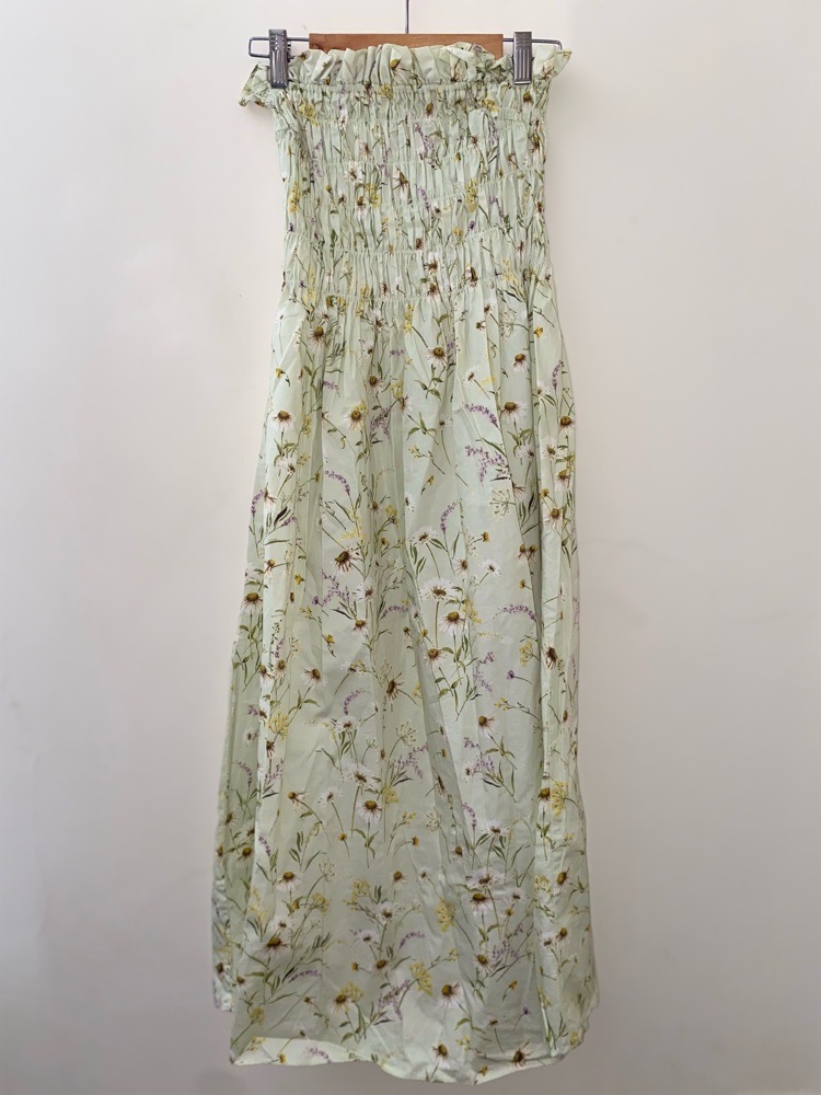 Midi robe fleuris sans bretelles