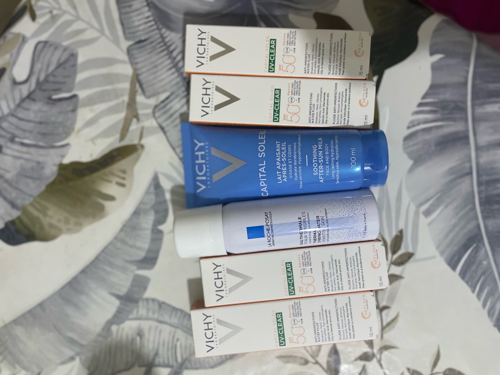 Packs ecran solaire+lait apres soleil+eau thermale