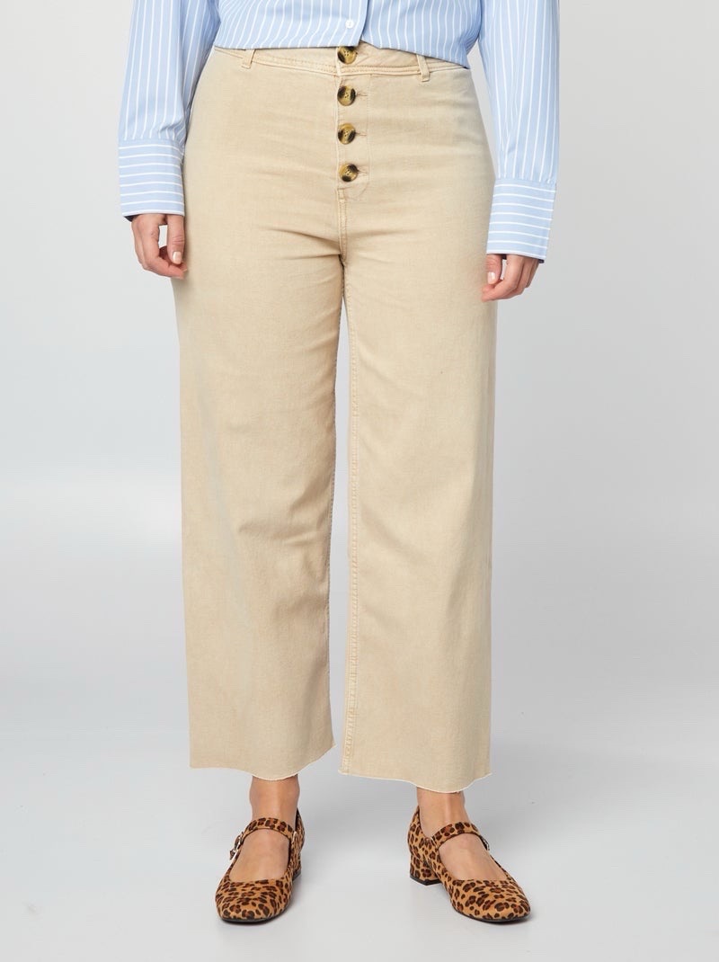 Pantalon Jean Femme Wide Leg Beige – Kiabi – Taille M – Taille Haute