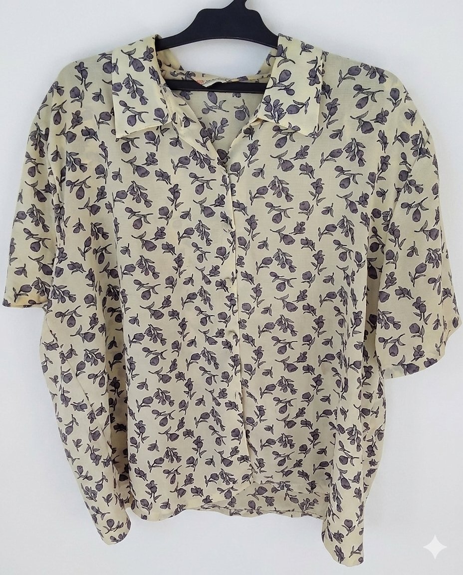 Chemise jaune claire fleurie taille XXL