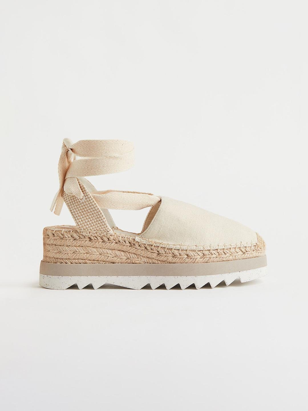 Espadrilles à plateforme en toile écru 