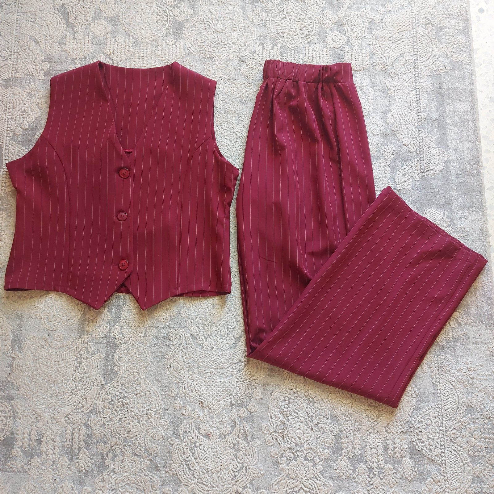 Set bordeau rayure T 40