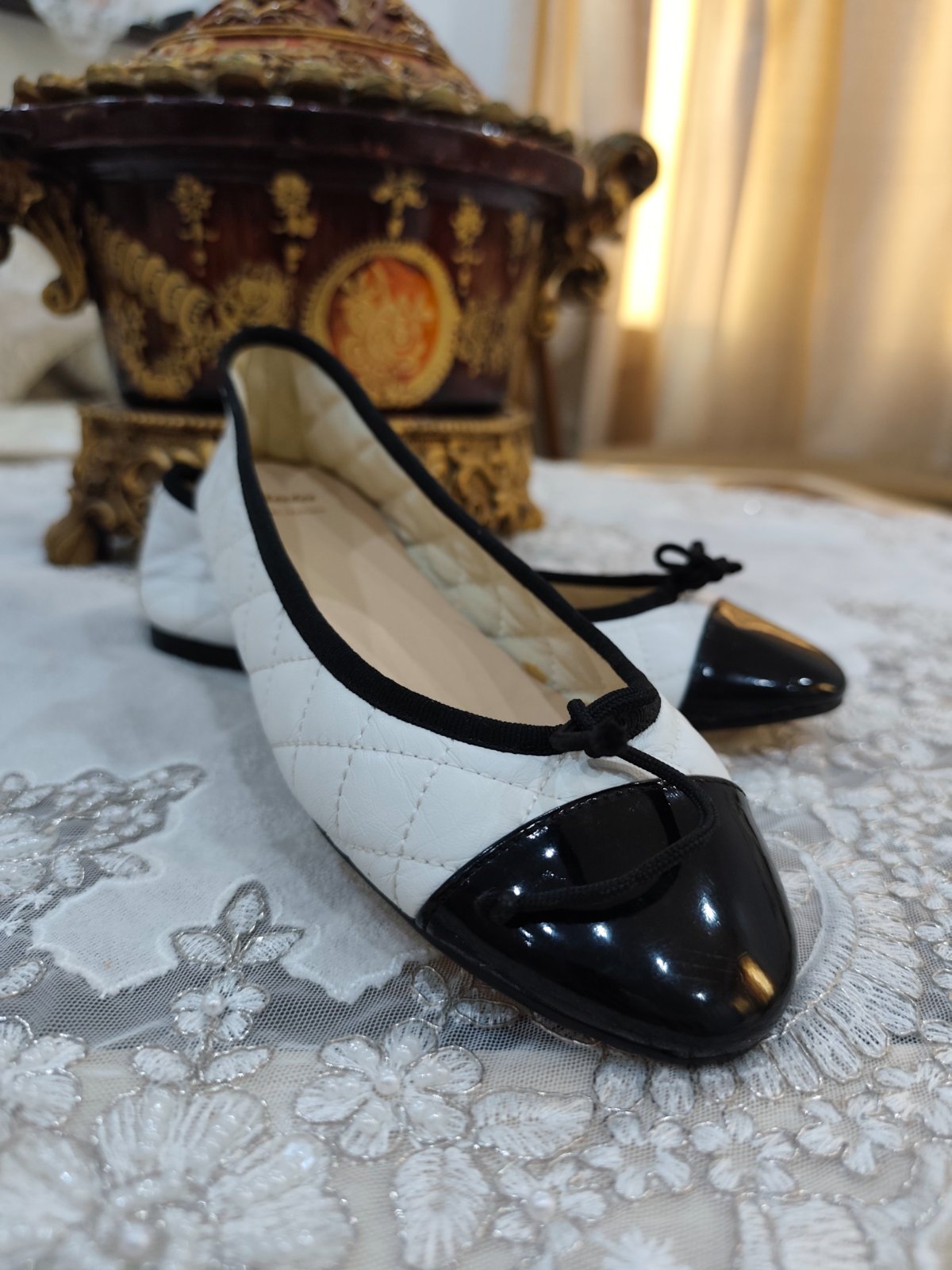 Ballerines blanc/noir 
