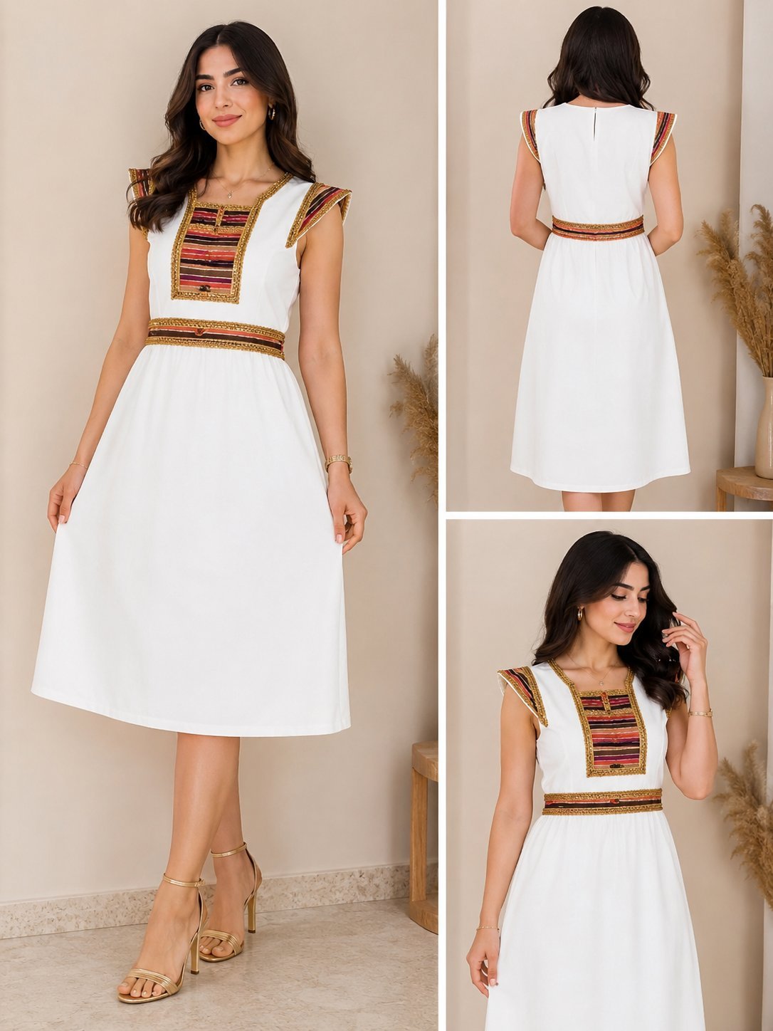 🤍 Robe blanche élégante traditionnelle – Taille 46