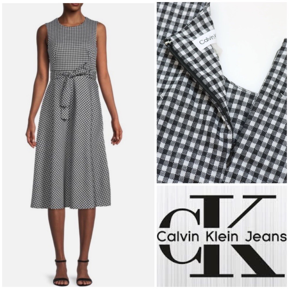 Robe à carreaux ceiturée chiiiic CALVIN KLEIN