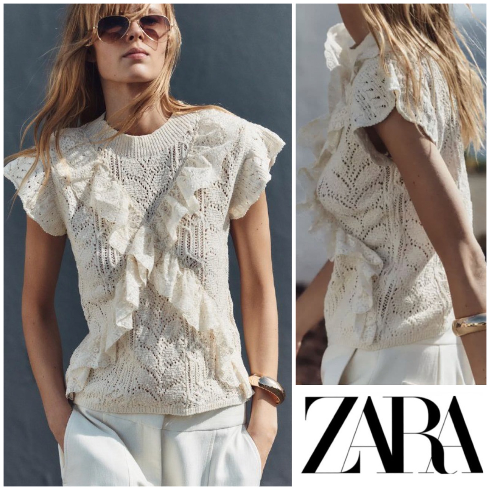 ZARA crochet creme