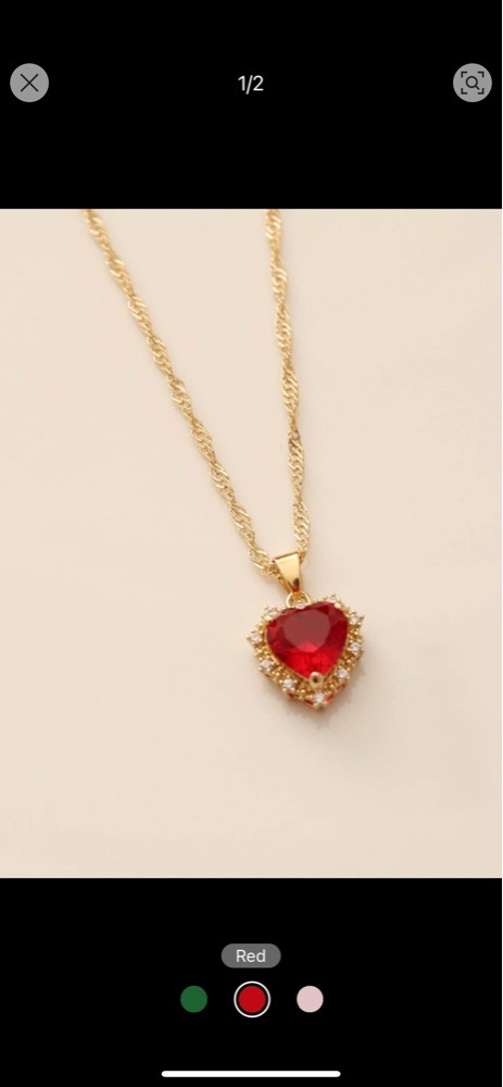 collier Shein forme coeur rouge 