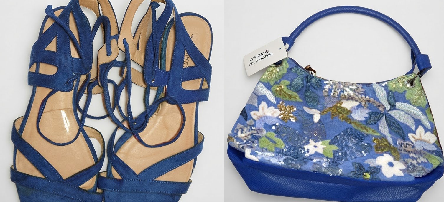 Lot du sac et sandale en bleu turquoise