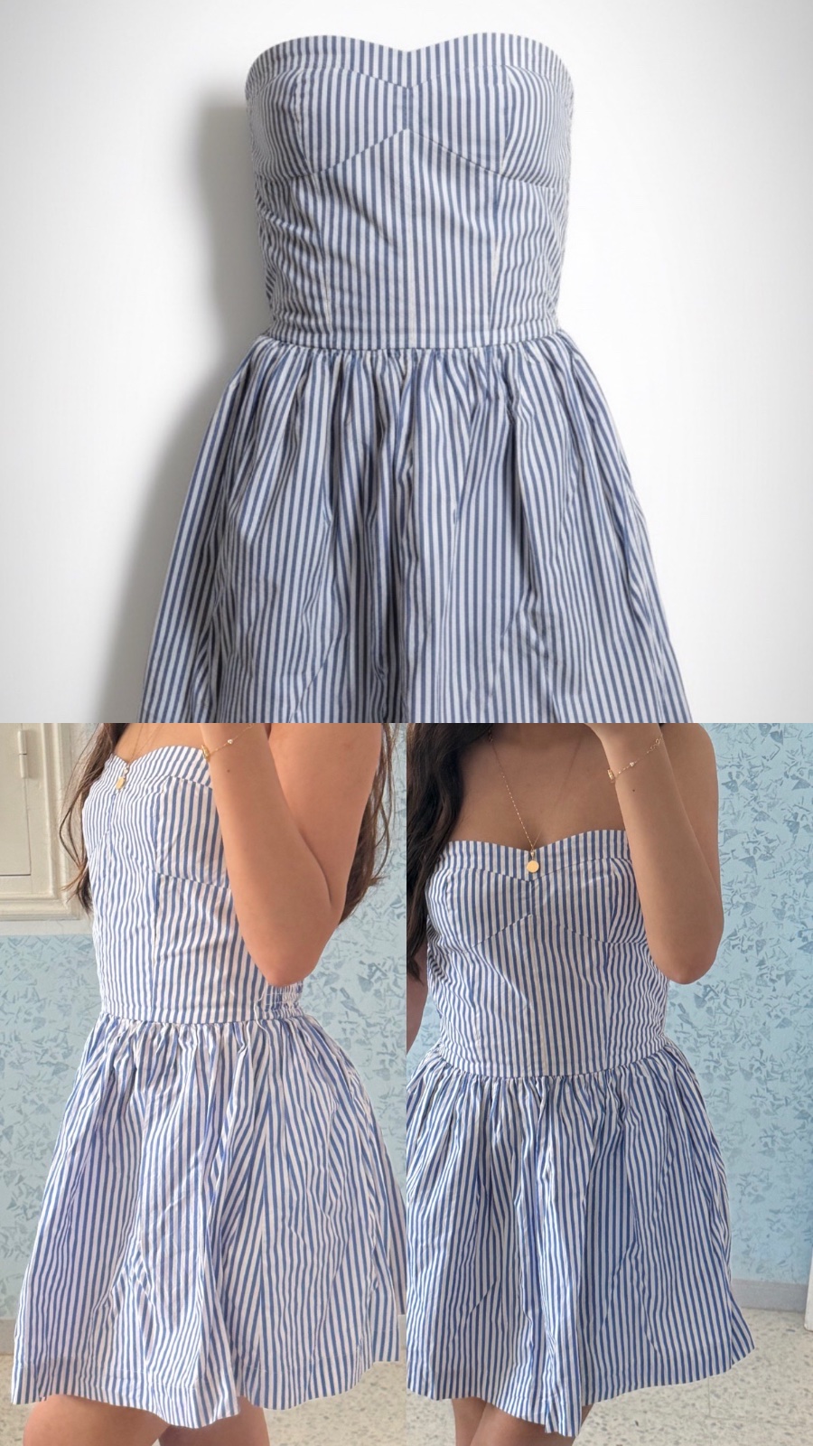 Robe d’été bustier Pepe Jeans à rayures bleues et blanches