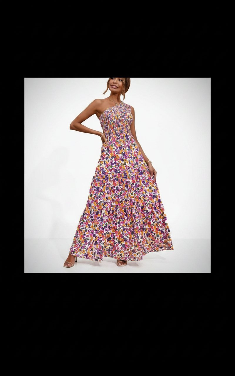 One Shoulder Sleeveless Flower Summer Shein Dress
