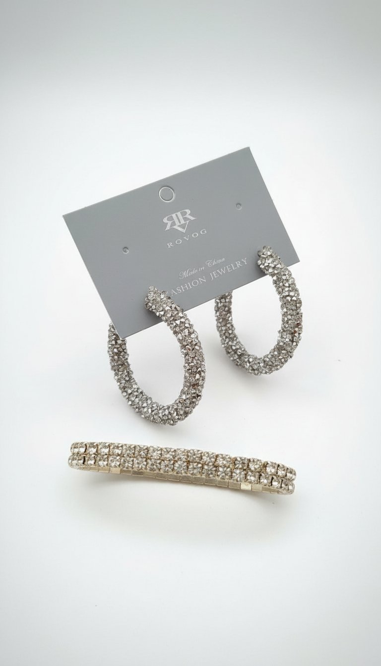 Lot de Boucles d'Oreilles et Bracelet Soirée 