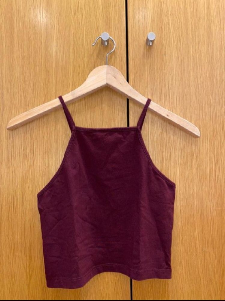 Crop Top Burgundy en Bretelles Daim