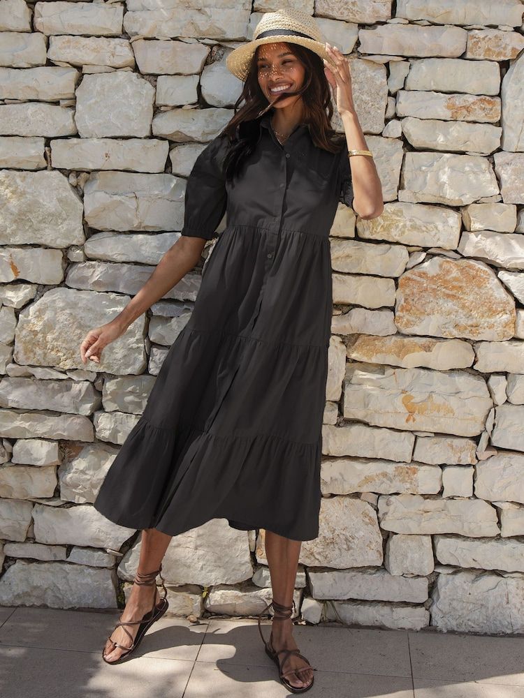 Robe Noire Manches Bouffantes Barsha