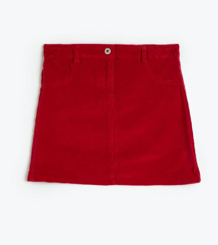 Jupe Mini Rouge en Velours Côtelé Esisto
