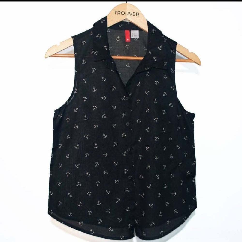Chemise Noire Sans Manches H&M