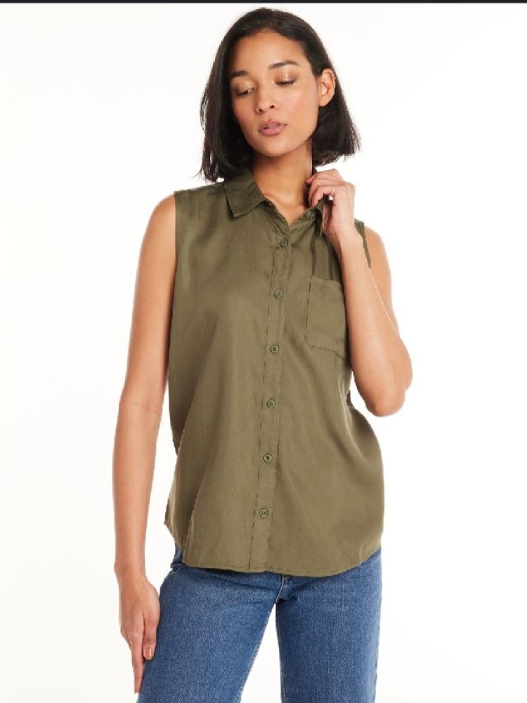 Blouse Sans Manches en Khaki Terranova