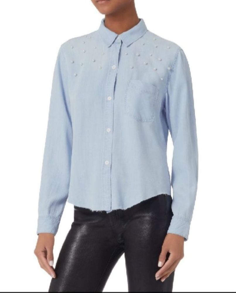 Chemise Bleu Ciel avec Perles