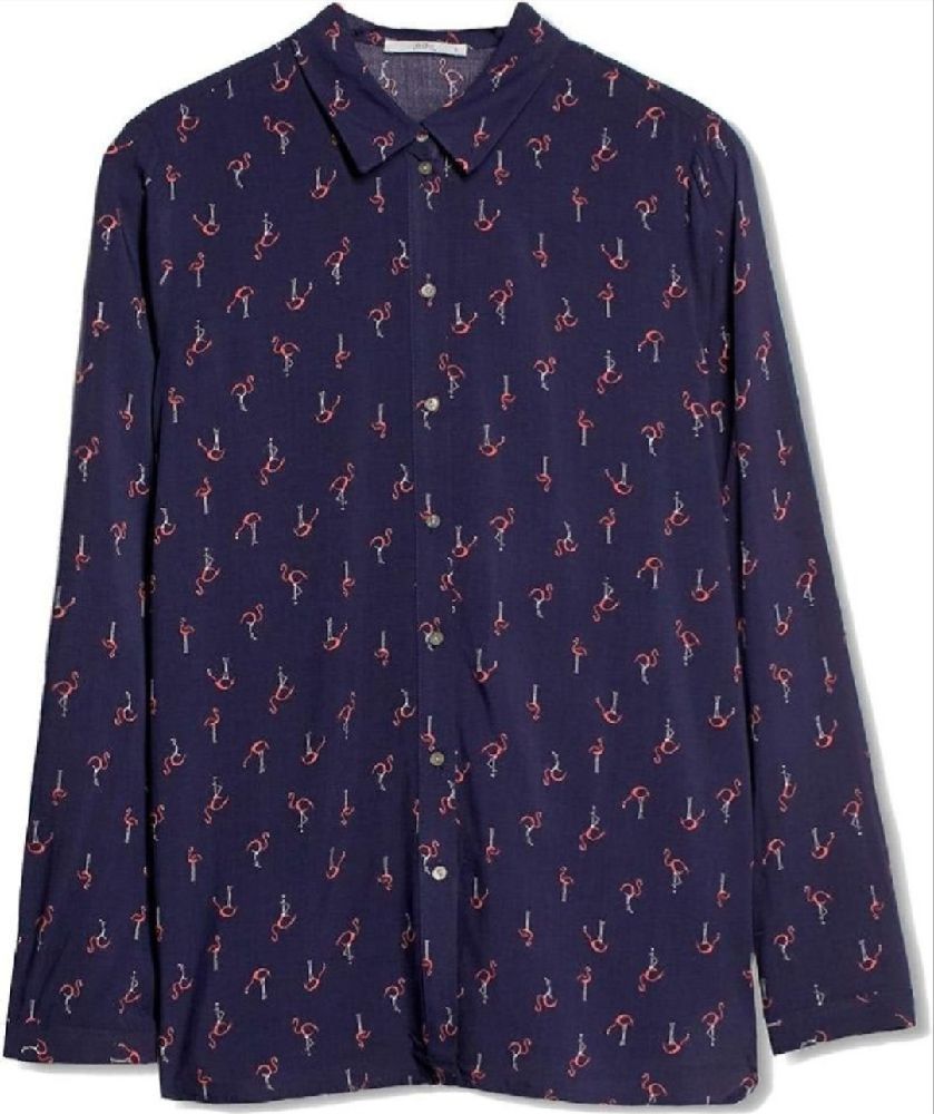 Chemise Bleu Imprimée Flamingo Esprit