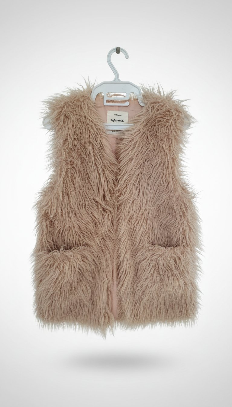 Sleeveless Jacekt Faux Fur Pink