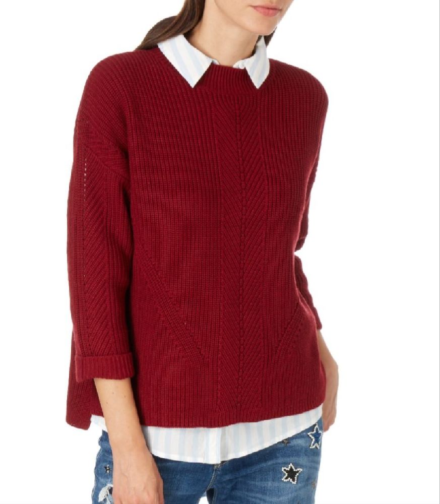 Pull en Maille Rouge Bordeaux Esprit