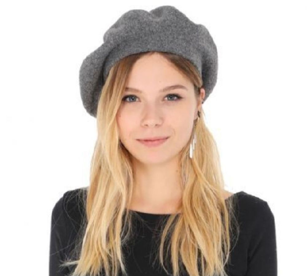 Beret en Cachemire Gris Clair 