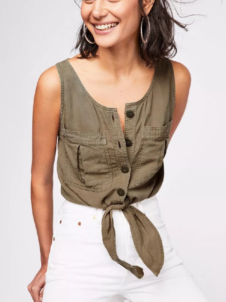Top Sans Manches Avec Noed Vert Militaire