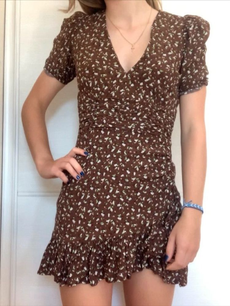 Robe Floral Manches Bouffantes Stradivarius 