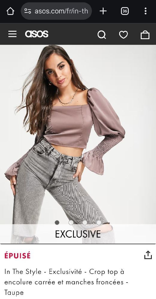 Crop top avec Manches Froncées Asos