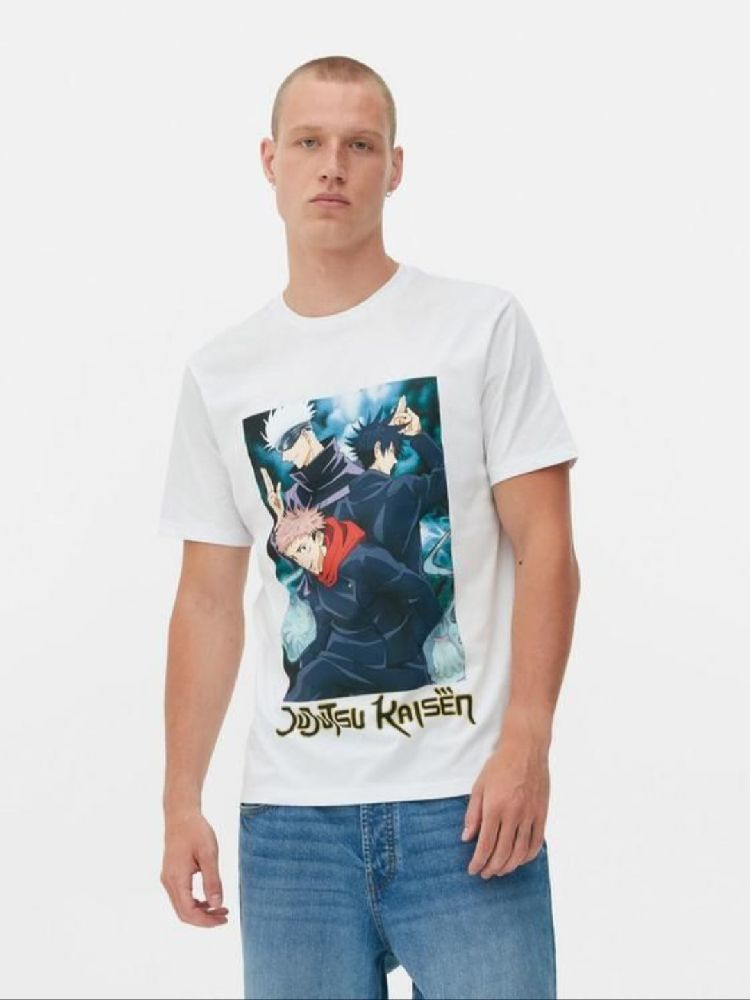 T-shirt Homme Blanc Imprimé Jujutsu Kaisen Primark