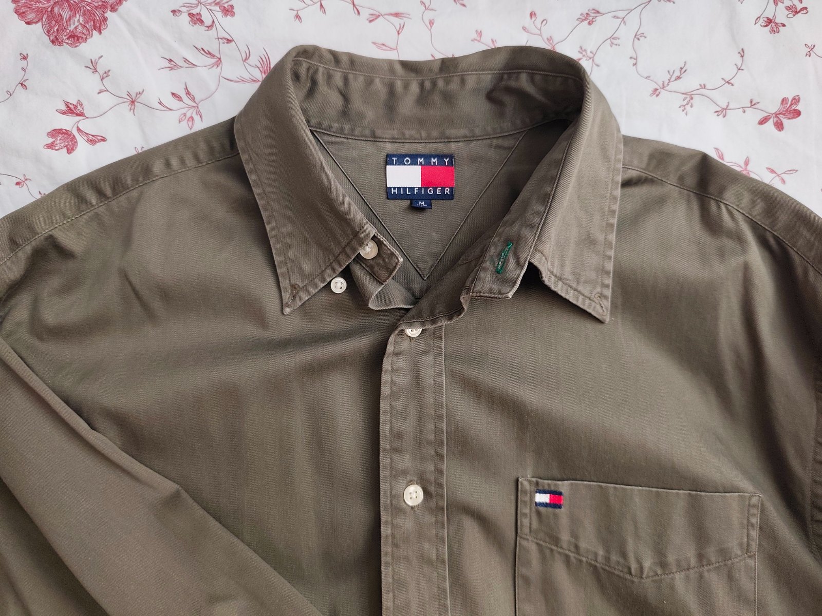 Chemise Tommy Hilfiger originale, Couleur Vert/Kaki, taille M