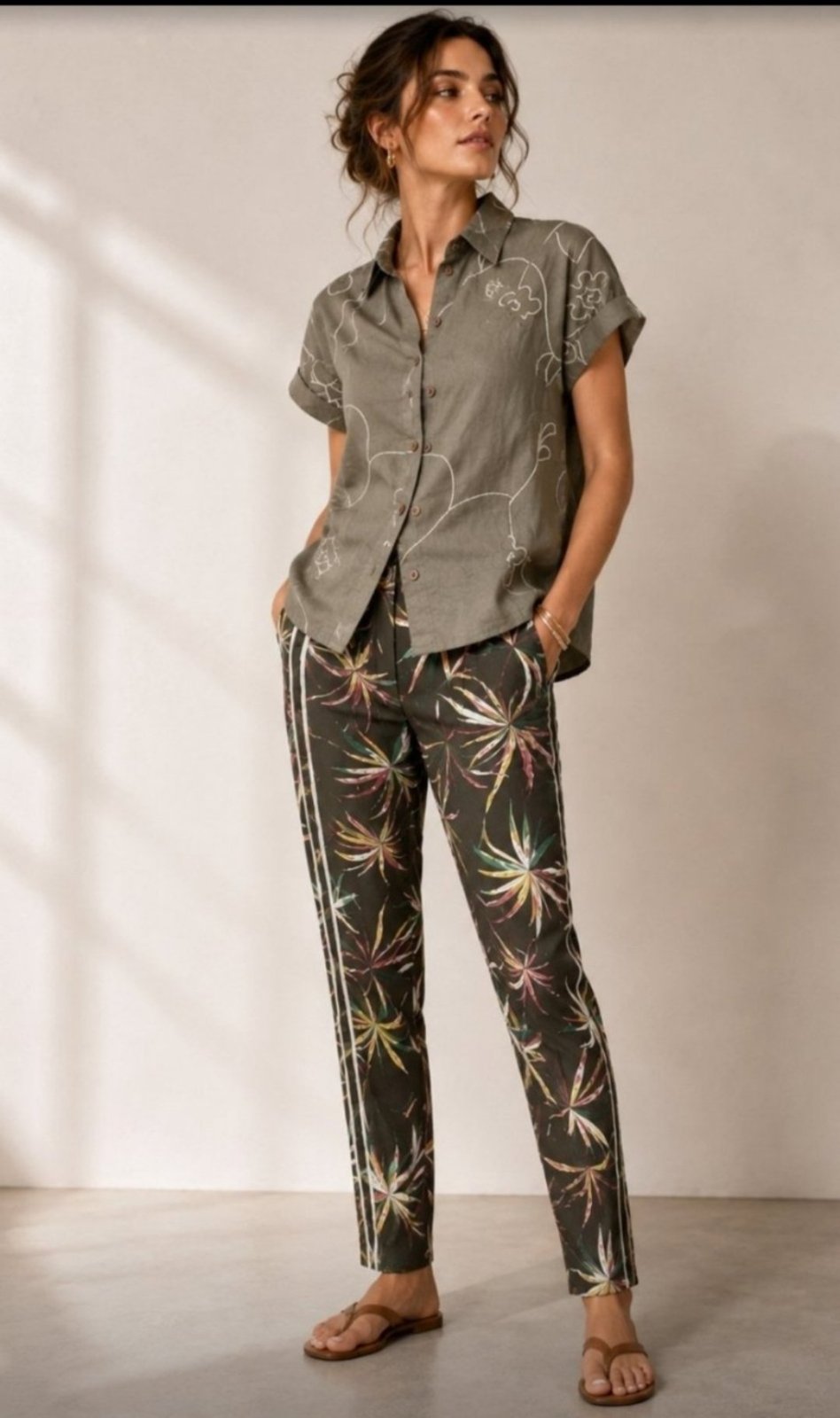 Chemise pure lin et pantalon avec poches