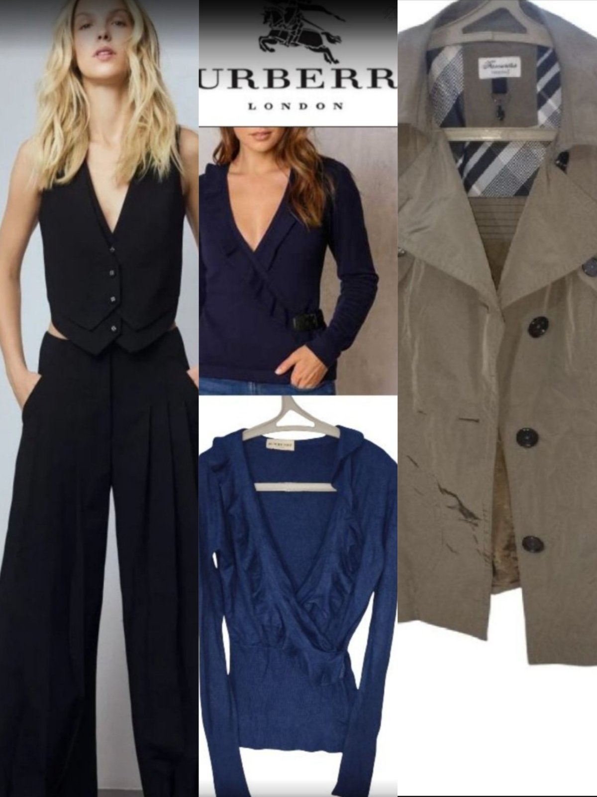 Lot pantalon crop Reserved et trench Yessica les deux jamais portés et un pull croisé Berbury 