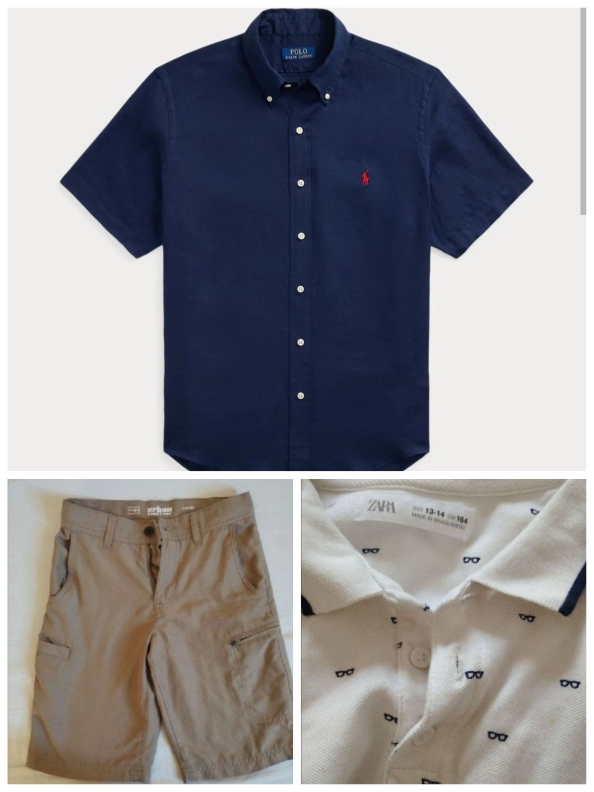 Lot pour garçon chemise Ralph Lauren short cargo et polo ZARA