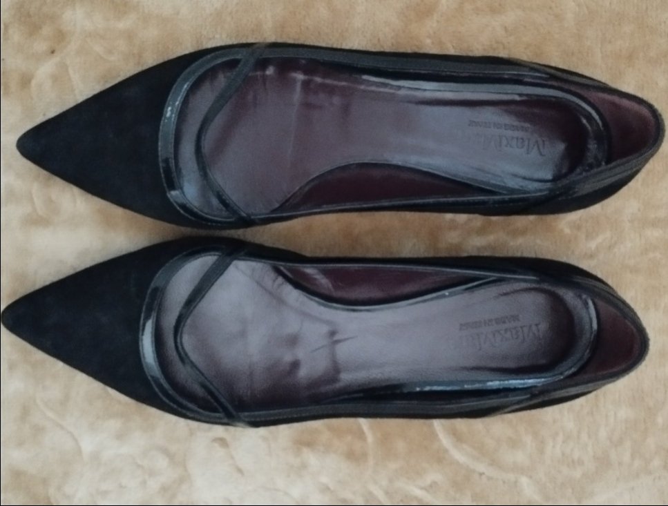 Escarpin plat en cuir et vrai daim MAXMARA