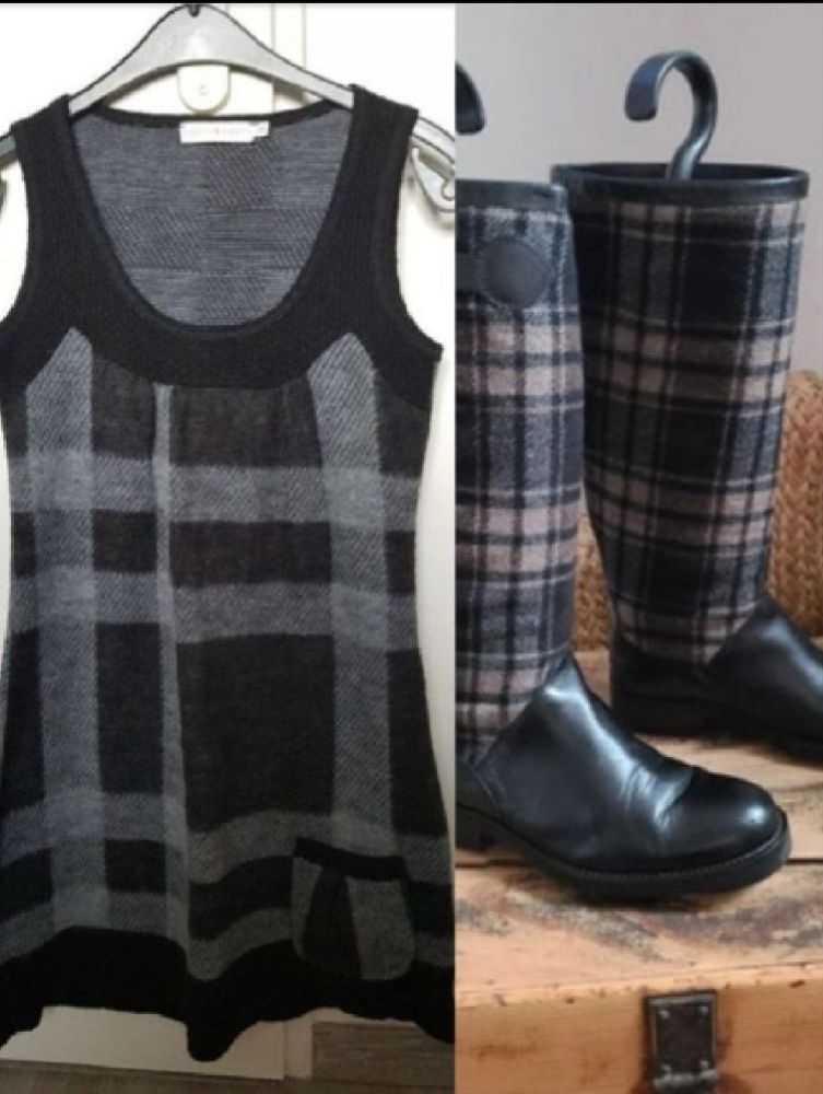 Lot bottes aigle et robe en laine cache cache