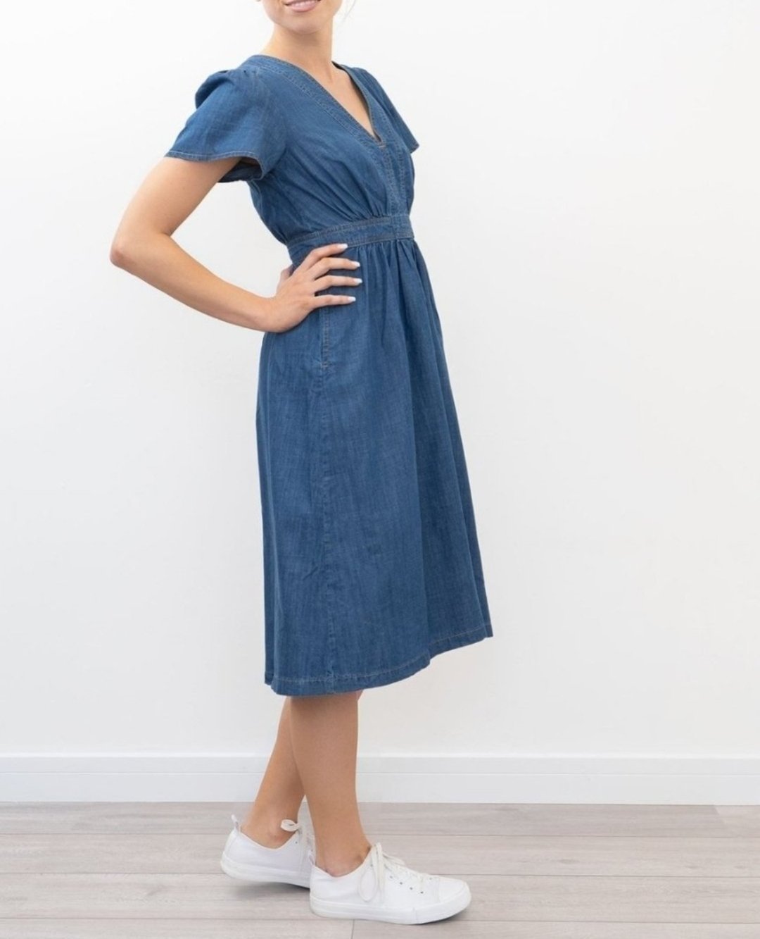 Robe en jeans avec taille élastique 