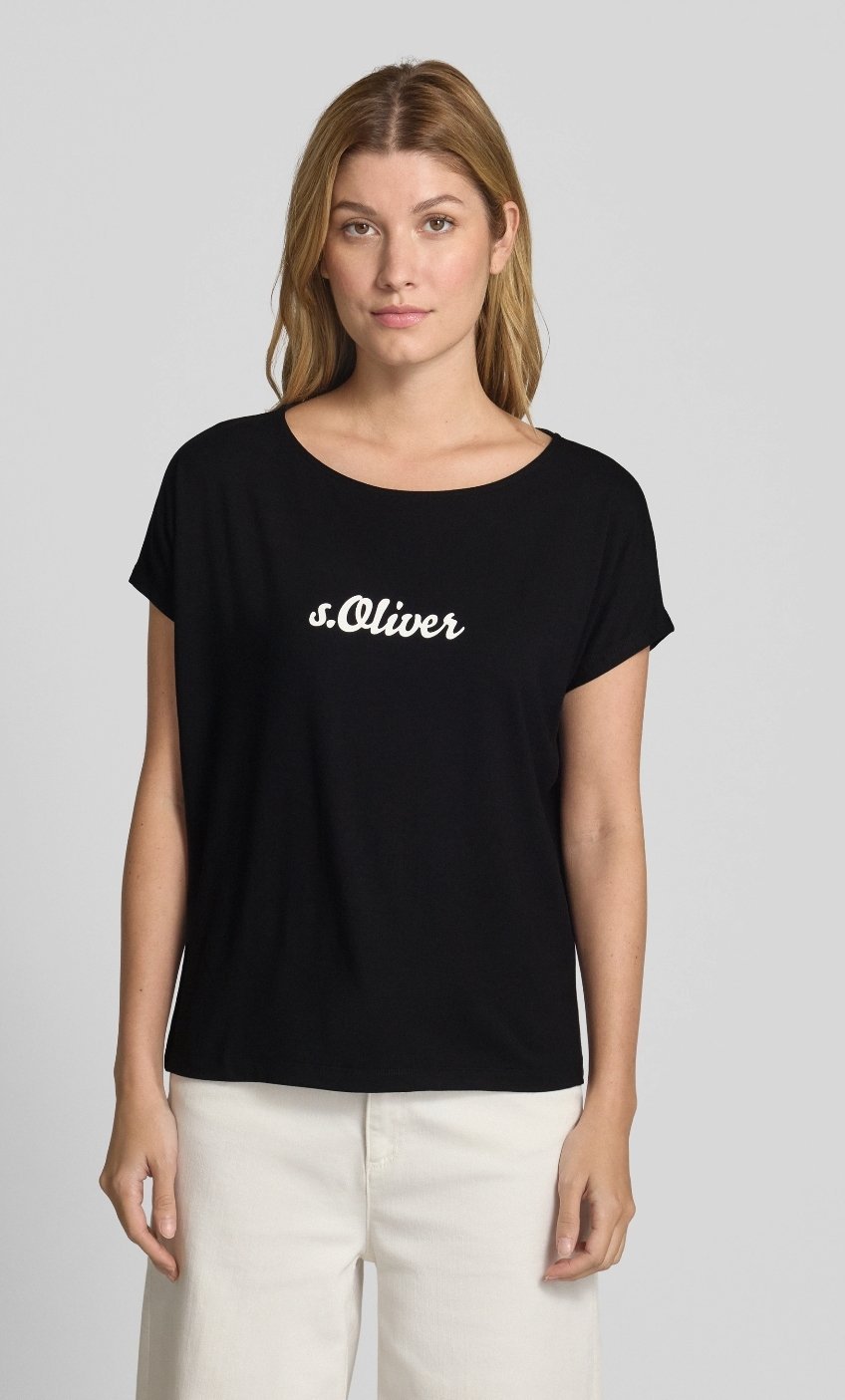 T-shirt s.Oliver noir avec un logo blanc jamais porté 