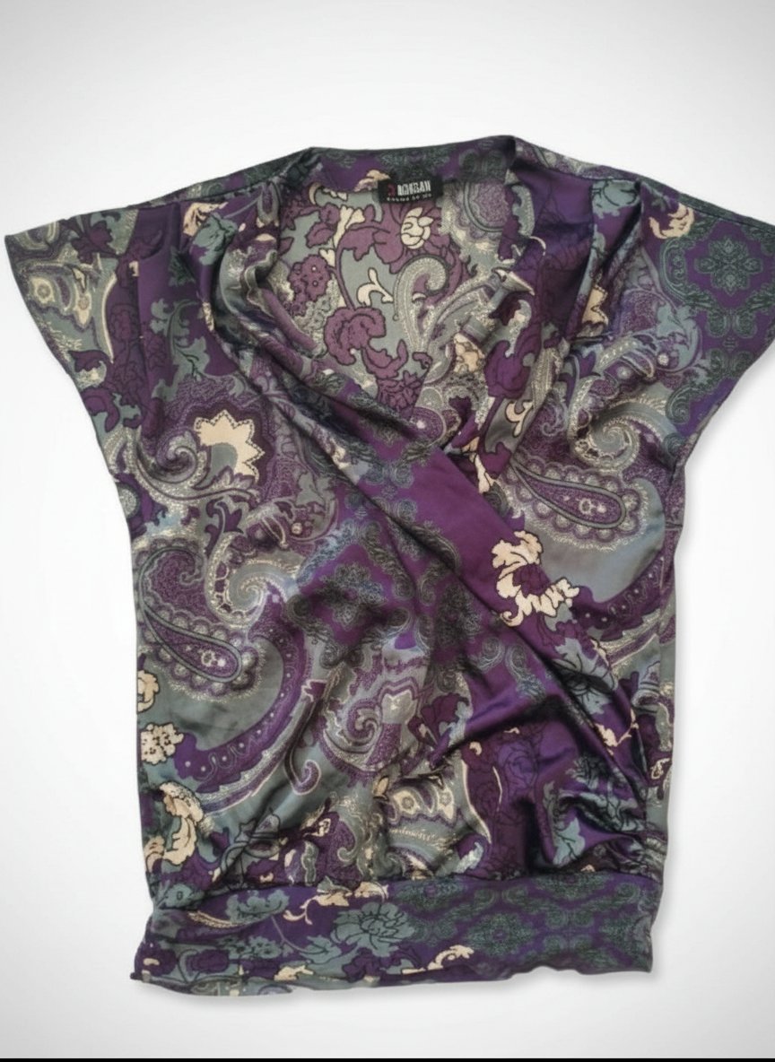 Chemisier croisé en satin de soie MORGAN