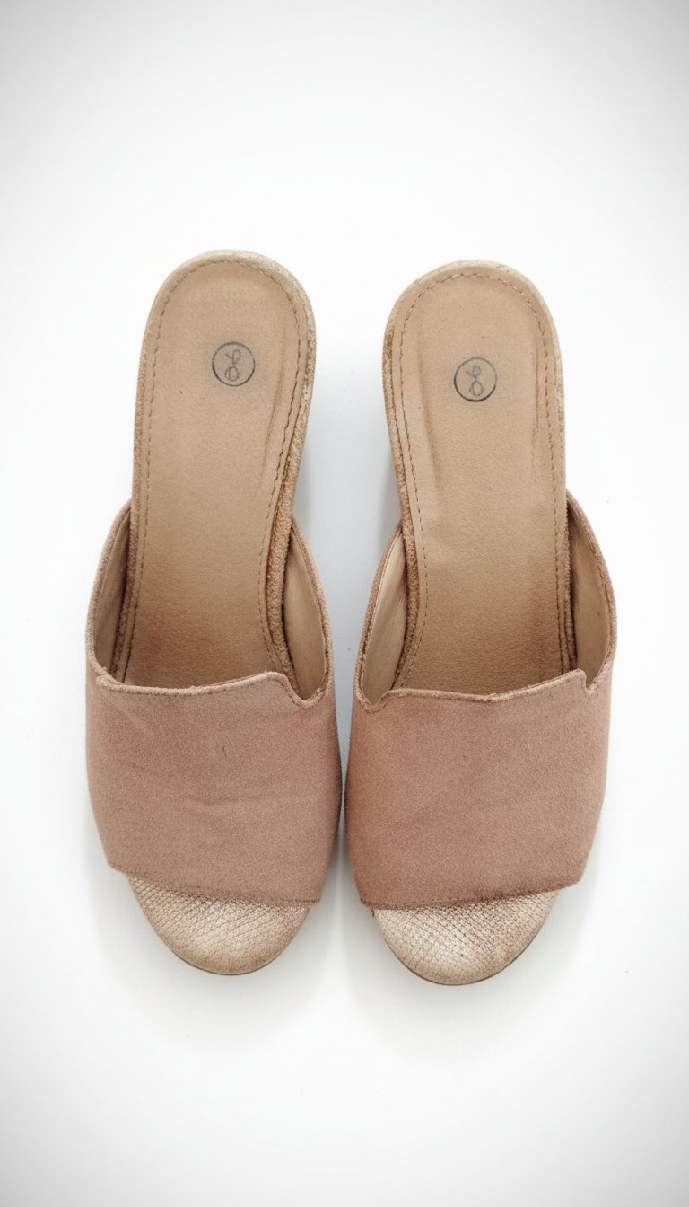 Mules avec talon carré en cuir et daim 