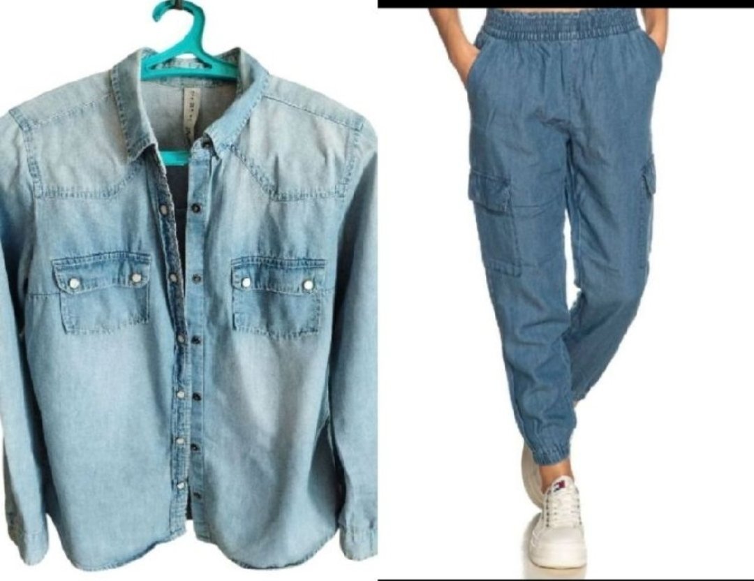 Lot de deux pantalons jamais porté avec étiquette une chemise en jean et un converse pointure 39 neuf