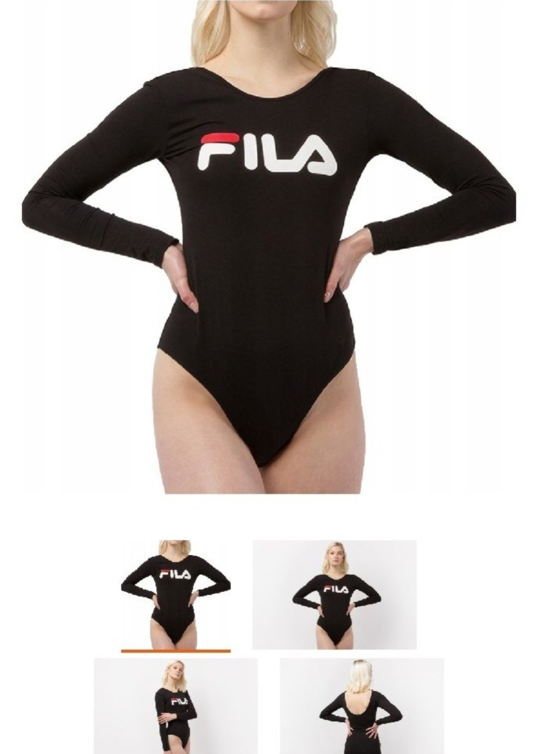 Body Fila "Yulia" à manches longues en jersey de coton noir conçu pour allier style et confort 