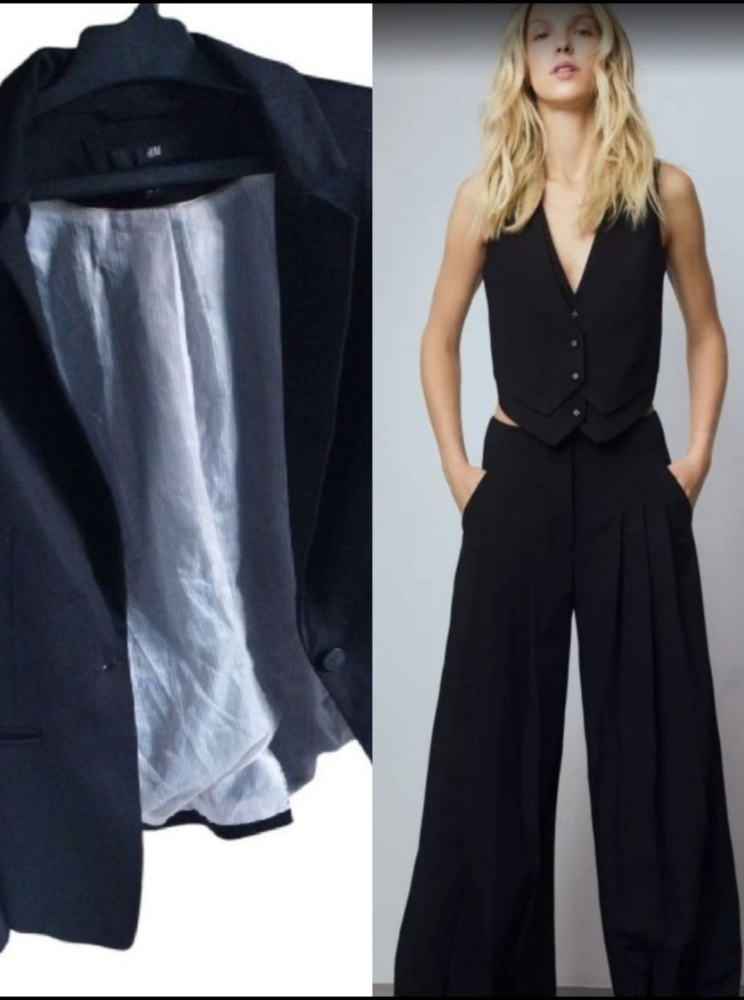 Set tres élégant et neuf blazer H&M taille 40 et pantalon très large marque reserved avec poches porté une seule fois taille 42