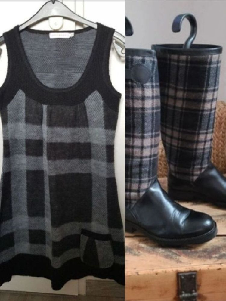 Lot bottes en cuir AIGLE et robe en laine cache-cache 