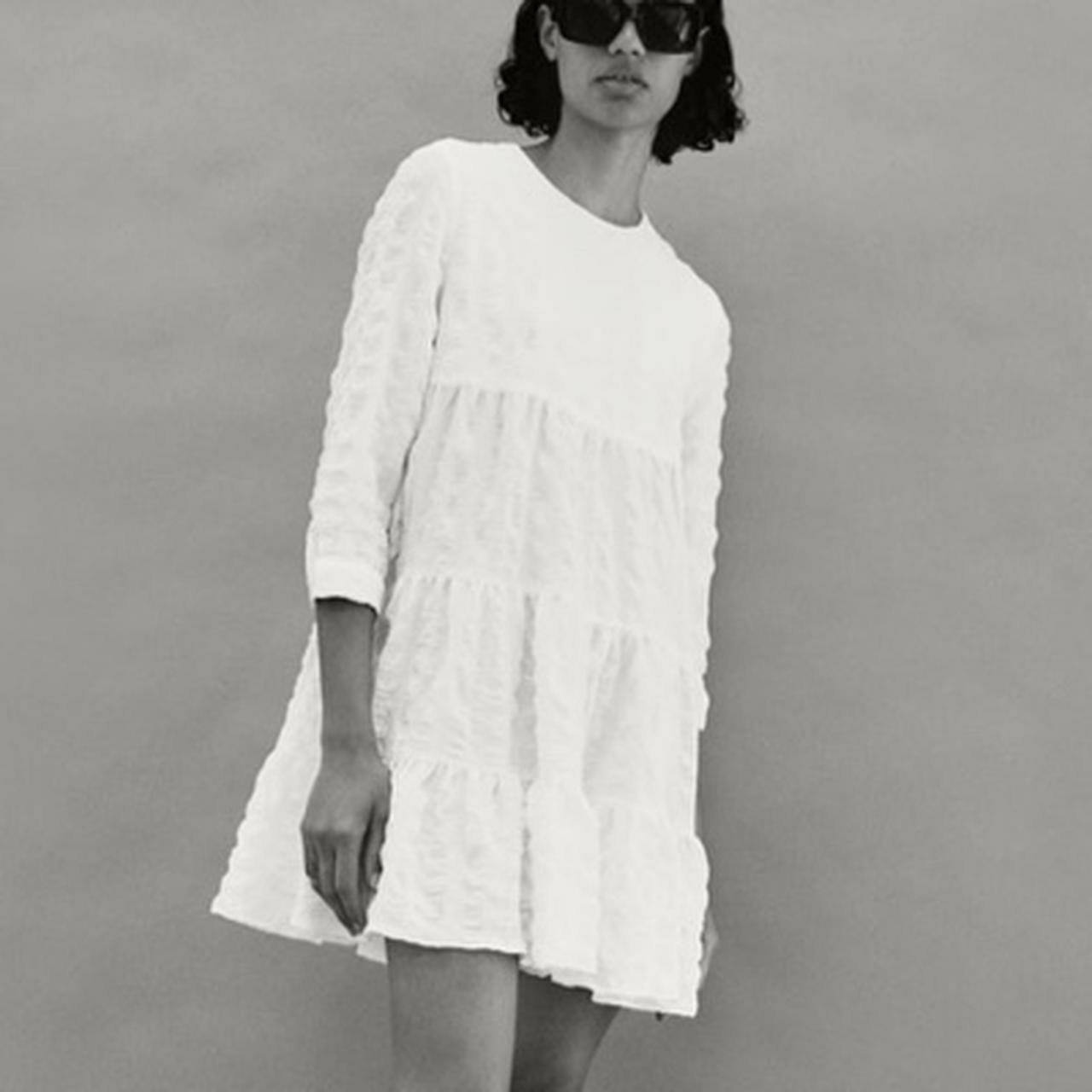 Robe Zara blanche texturée 