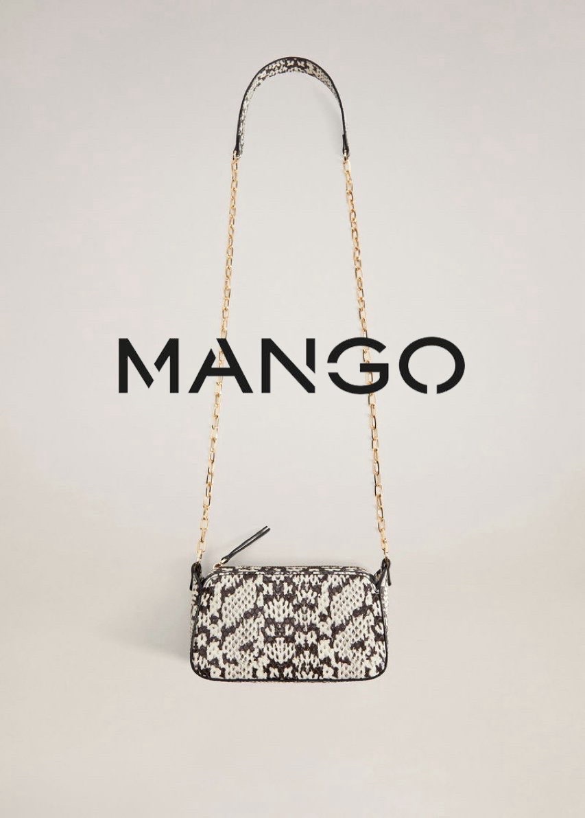 Petit sac Mango effet python avec chaîne dorée