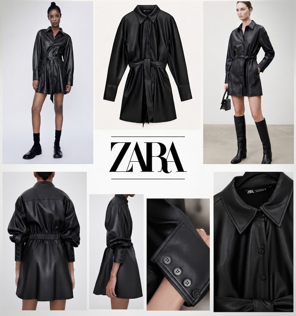 Robe Zara effet cuir noire
