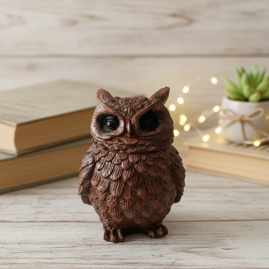« Sculpture Hibou Déco en Résine Haute Qualité – Style Boho & Nature »